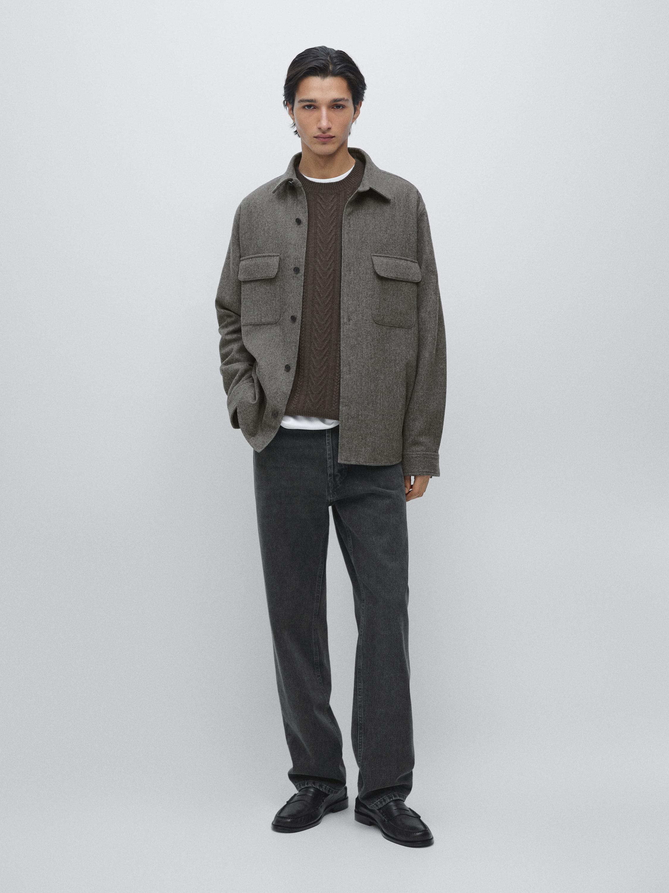 Wool blend overshirt with pockets